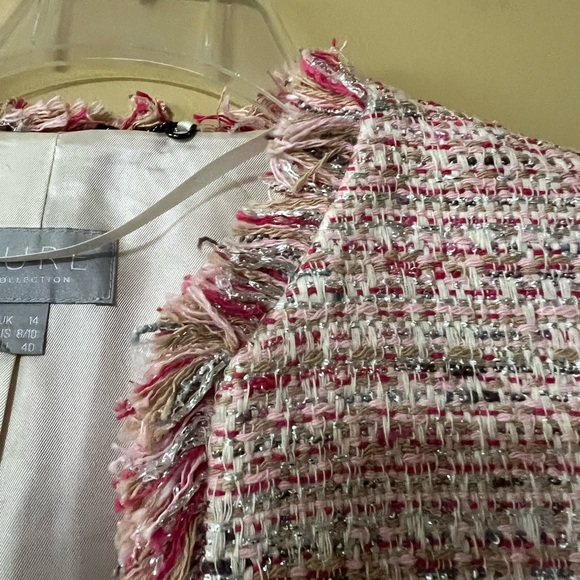 Pure Collection Pink and White Tweed Blazer - Picture 3 of 10
